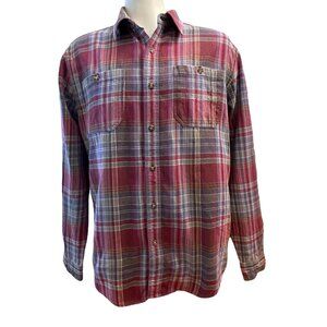 Boston Traders Shirt Large L Plaid 100% Cotton Button Up Long Sleeve Mens